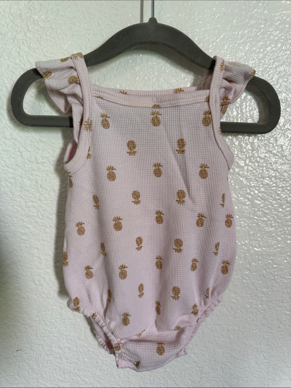 Carter's Light Pink Pineapple Print Ruffle-Sleeve One-Piece